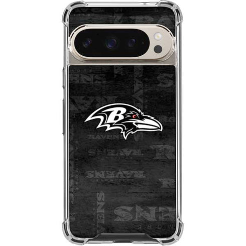 NFL Baltimore Ravens Black & White Pixel 9/9 Pro Clear Case